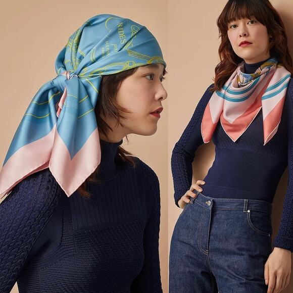 Hermes Brides de Gala Double Face Scarf 90 - Hermès Reversible Silk Twill Scarf - Picture 2 of 13